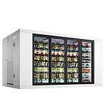Coldline 8 x 14 Four Glass Door Walk-in Merchandiser Cooler Box with Floor, Right Hinged Door