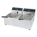 Cookline DF15-2-220 22" Dual Tank 30 lb. Electric Countertop Deep Fryer, 220v