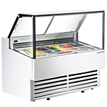 Marchia GIC-10-ST 56" 10-Pan Flat Glass White Gelato Ice Cream Dipping Cabinet Display Freezer