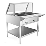 Prepline 32" Two Well Electric Hot Food Steam Table with Sneeze Guard and Undershelf - 120V
