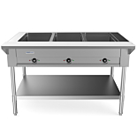 Prepline 48" Three Well Electric Hot Food Steam Table with Undershelf - 120V, 1500W