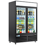 Coldline GLD54R 55" Double Glass Swing Door Merchandiser Refrigerator with LED Lighting, Black