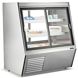 Coldline HDL48-DS 48" Dual Service Refrigerated High Meat Deli Case with Rear Storage, Front and Rear Sliding Glass Doors