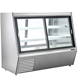 Coldline HDL60-DS 60" Dual Service Refrigerated High Meat Deli Case with Rear Storage, Front and Rear Sliding Glass Doors