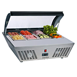 Marchia MTRS6 30" Refrigerated Countertop Showcase with Folding Glass Display and Pans