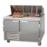 Leader LM48 48" Mega Top Bain Marie / Sandwich & Salad Refrigerated Prep Table with 1 Full & 1/2 Door