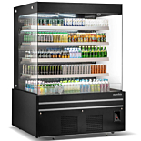 Marchia MDS72G 72" Black Open Air Cooler Grab and Go Refrigerator with Glass Sides, 220V