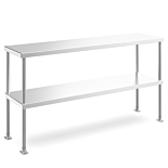 Prepline PDOS-1860 18"D x 60"L Stainless Steel Double Overshelf