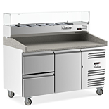 Coldline PDR-60-2D-SG 60" Refrigerated Pizza Prep Dough Retarder with Marble Top, Two Drawers and Refrigerated Glass Topping Rail
