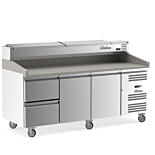 Coldline PDR-80-2D-SS 80" Refrigerated Pizza Prep Dough Retarder with Marble Top, Two Drawers and Refrigerated Stainless Topping Rail