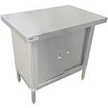 Prepline 24"D x 36"L 304 Stainless Steel Enclosed Base Worktable with Sliding Doors