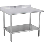 Prepline PWTG-3048-4BS 30"D x 48"L Stainless Steel Worktable with Undershelf with 4" Backsplash