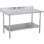 Prepline PWTG-2460-4BS 24"D x 60"L Stainless Steel Worktable with Undershelf with 4" Backsplash