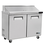 Coldline SPN-48 48" Narrow Depth Refrigerated Sandwich Prep Table with Cutting Board and Food Pans
