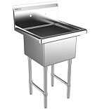 Prepline 23" Stainless Steel One Compartment Commercial Sink - 18" x 18" Bowl