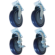 Prepline PFC-4-SB Heavy Duty Rectangular Plate Casters for Fryers, Black (Set of 4, 2 with Brake)