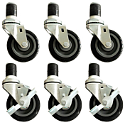 Prepline PPEC-3-SB6 3" Expanding Post Table Casters (Set of 6, 3 Brake)