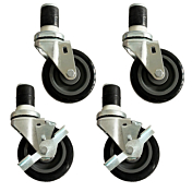 Prepline PPEC-3-SB 3" Expanding Post Table Casters (Set of 4, 2 Brake)