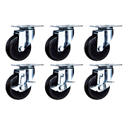 Coldline CFC-3-SB 3" Swivel Plate Casters, 3 with Side Brake (Set of 6)