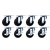 Coldline CFC-3-SB 3" Swivel Plate Casters, 4 with Side Brake (Set of 8)