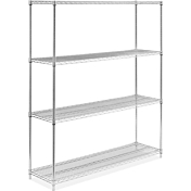 18"D x 60"L x 64"H Chrome Wire Shelving Kit, 4-Shelf, NSF Listed