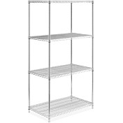 24"D x 36"L x 64"H Chrome Wire Shelving Kit, 4-Shelf, NSF Listed