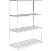 24"D x 48"L x 64"H Chrome Wire Shelving Kit, 4-Shelf, NSF Listed