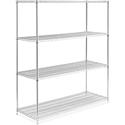 24"D x 60"L x 64"H Chrome Wire Shelving Kit, 4-Shelf, NSF Listed