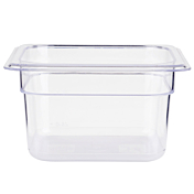 Prepline 1/6 Size Clear Polycarbonate Food Pan, 4" Deep