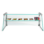 Custom Glass SGX48 48" Frameless Glass Sneeze Guard with Stainless Steel Tubing for Counter, Salad Bars, or Steam Tables