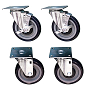 Standard Range SR-4-SB 5" Cooking Equipment Square Plate Casters for Gas Ranges (Set of 4, 2 with Brake)
