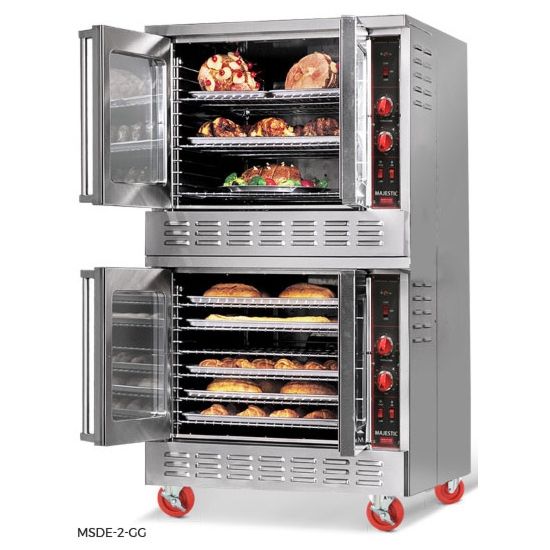 Cooking Performance Group FGC-200-NK Double Deck Standard Depth Full Size  Natural Gas Convection Oven with Legs - 108,000 BTU
