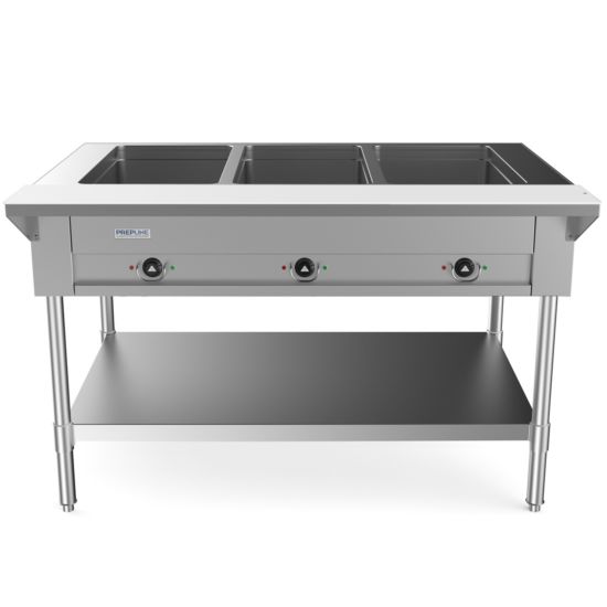 Prepline 48" Three Well Electric Hot Food Steam Table with Undershelf 120V, 1500W Kitchenall