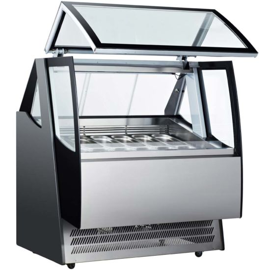 Gelato Freezer Display Case Dipping Cabinet Pan Ice cream showcase Curved Thick frame 68