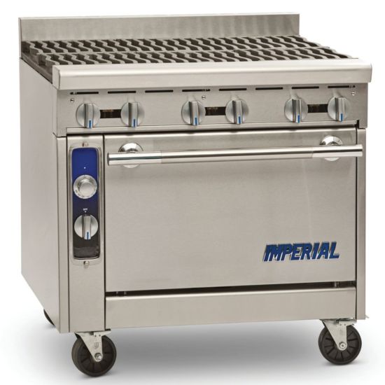 Shop this Imperial IHR6C 36" 6 Open Burners Convection Oven with 1/2