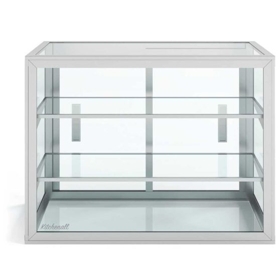 Custom Glass 28"L x 12"D x 20"H, 2 Shelves, Sliding Door Countertop St Kitchenall