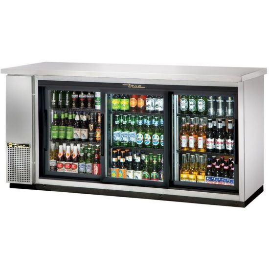 True TBB2472GSDHCLD 73" (3) Section Bar Refrigerator Sliding Gl