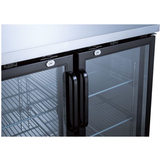 UBB-24-60G 60 Narrow Glass Door Back Bar Cooler Stainless Steel Top and LED Lighting 