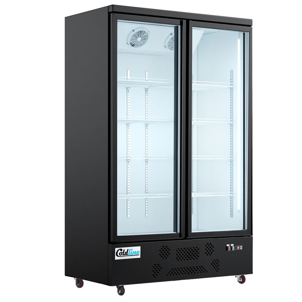 Coldline D2-B 49" Two Glass Door Merchandiser Freezer with LED Lighting, Black