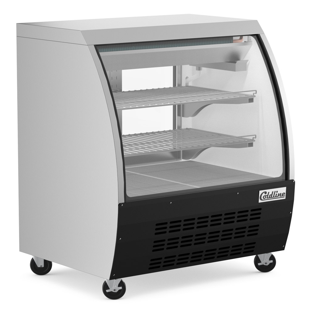 Coldline DC36-B 36" Refrigerated Curved Glass Deli Meat Display Case, Black