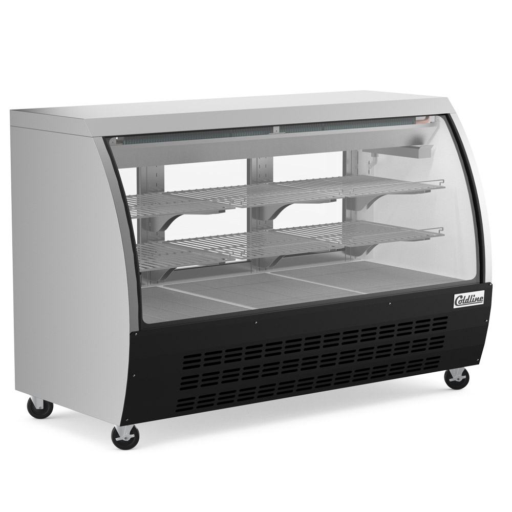 Coldline DC64-B 64" Refrigerated Curved Glass Deli Meat Display Case, Black
