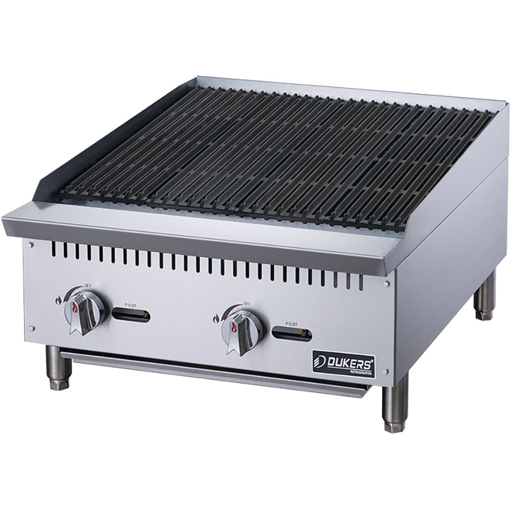 Dukers DCCB24 24" Two Burner Gas Countertop Radiant Charbroiler - 70,000 BRU
