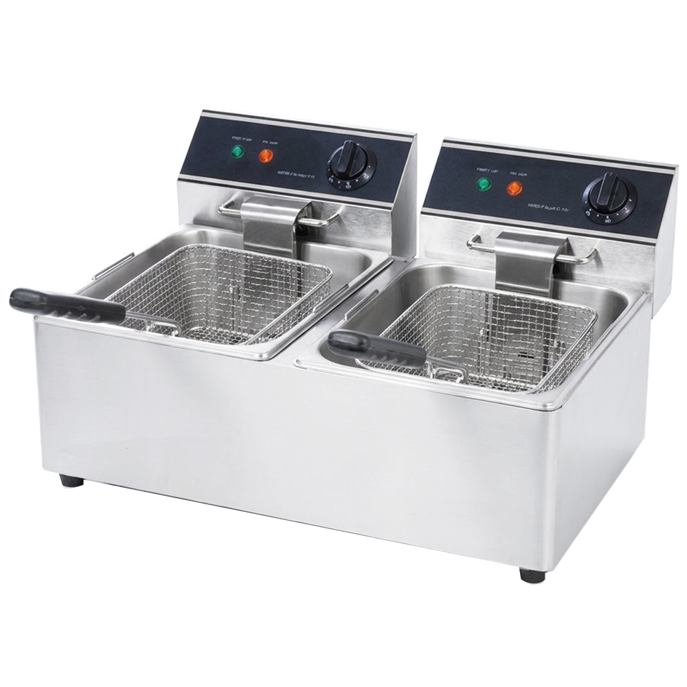 Cookline DF15-2-120 30 lb Dual Tank Countertop Electric Deep Fryer - 120V