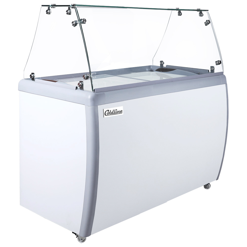 Coldline DP-360-FSG 50" 8-Tub Ice Cream Dipping Cabinet Freezer with Sneeze Guard