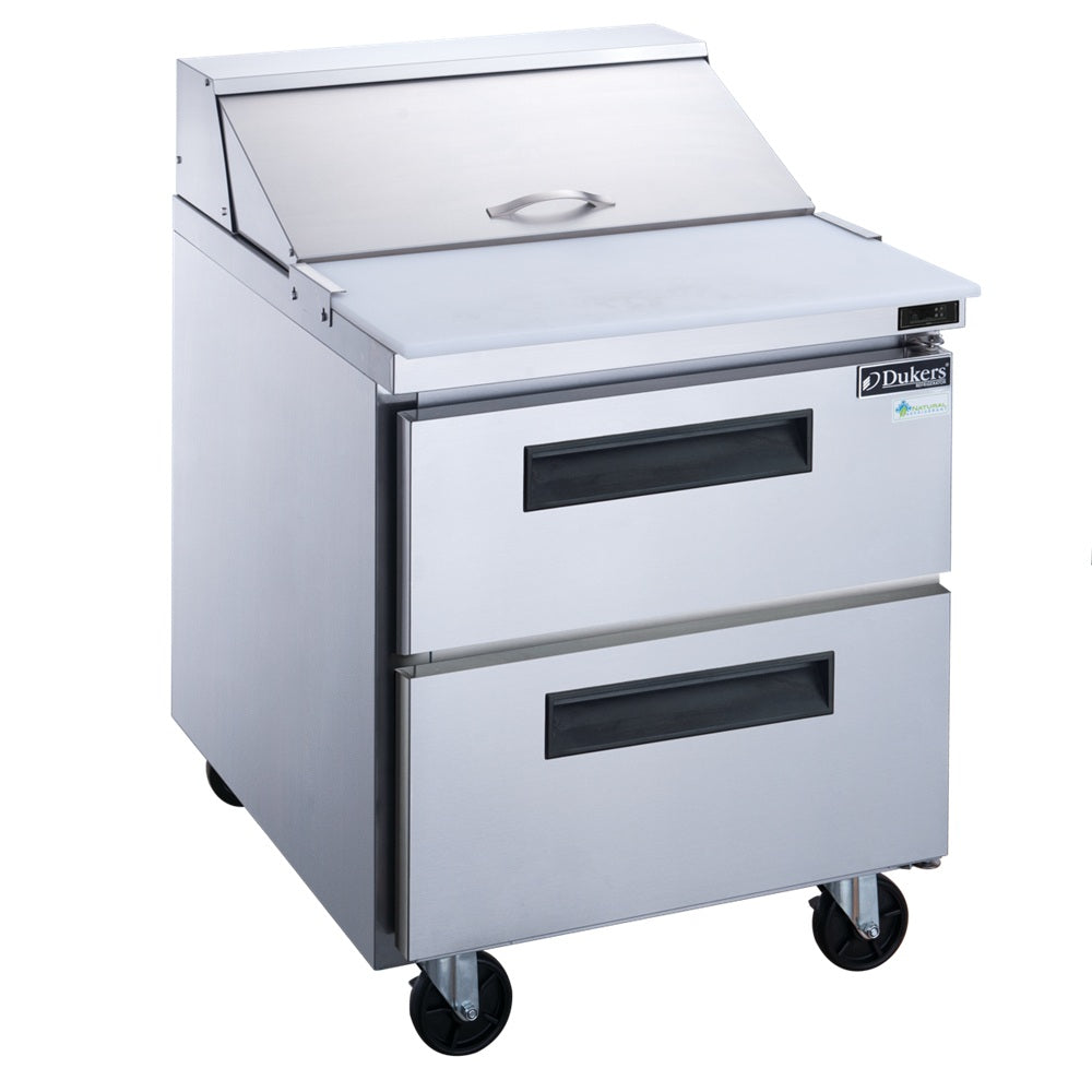 Dukers DSP29-8-D2 29" Two Drawer Sandwich/Salad Refrigerated Prep Table w/ 8-Pan Included
