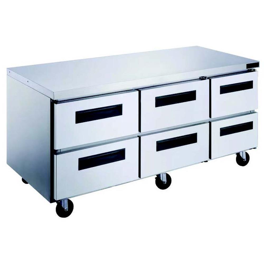 Dukers DUC72R-D6 72" Six Drawer Undercounter Worktop Refrigerator - 18.96 Cu. Ft.