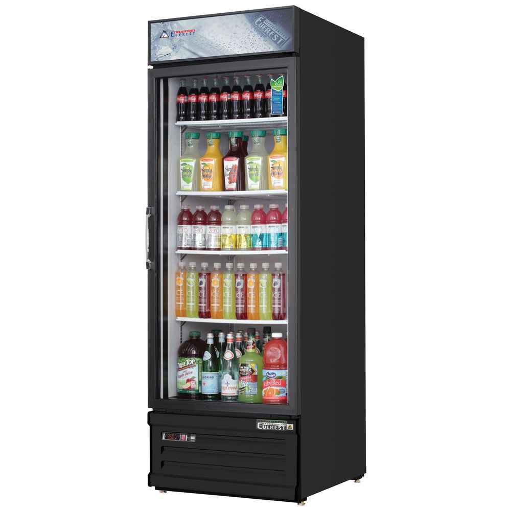 Everest EMGR10B 24" Black One Section Glass Swing Door Bottom Mounted Merchandisers Refrigerator, 10 Cu. Ft.