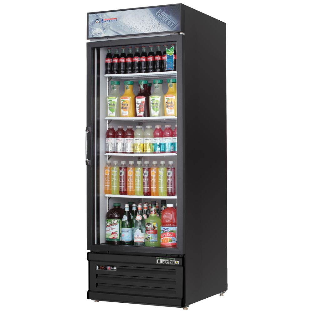 Everest EMGR24B 28" Black One Section Glass Swing Door Bottom Mounted Merchandisers Refrigerator, 25 Cu. Ft.