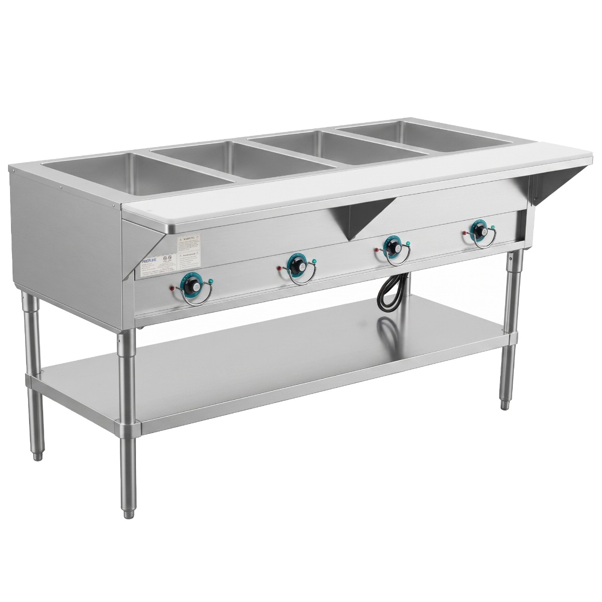 Prepline 60" Four Well Electric Hot Food Steam Table with Undershelf - 110V