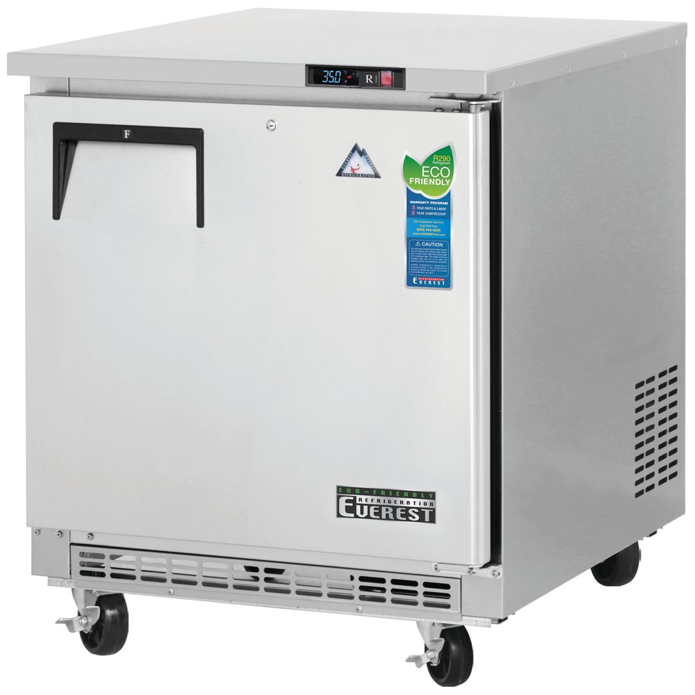 Everest ETBR1 27" Single Solid Door Back Mount-Undercounter Refrigerator
